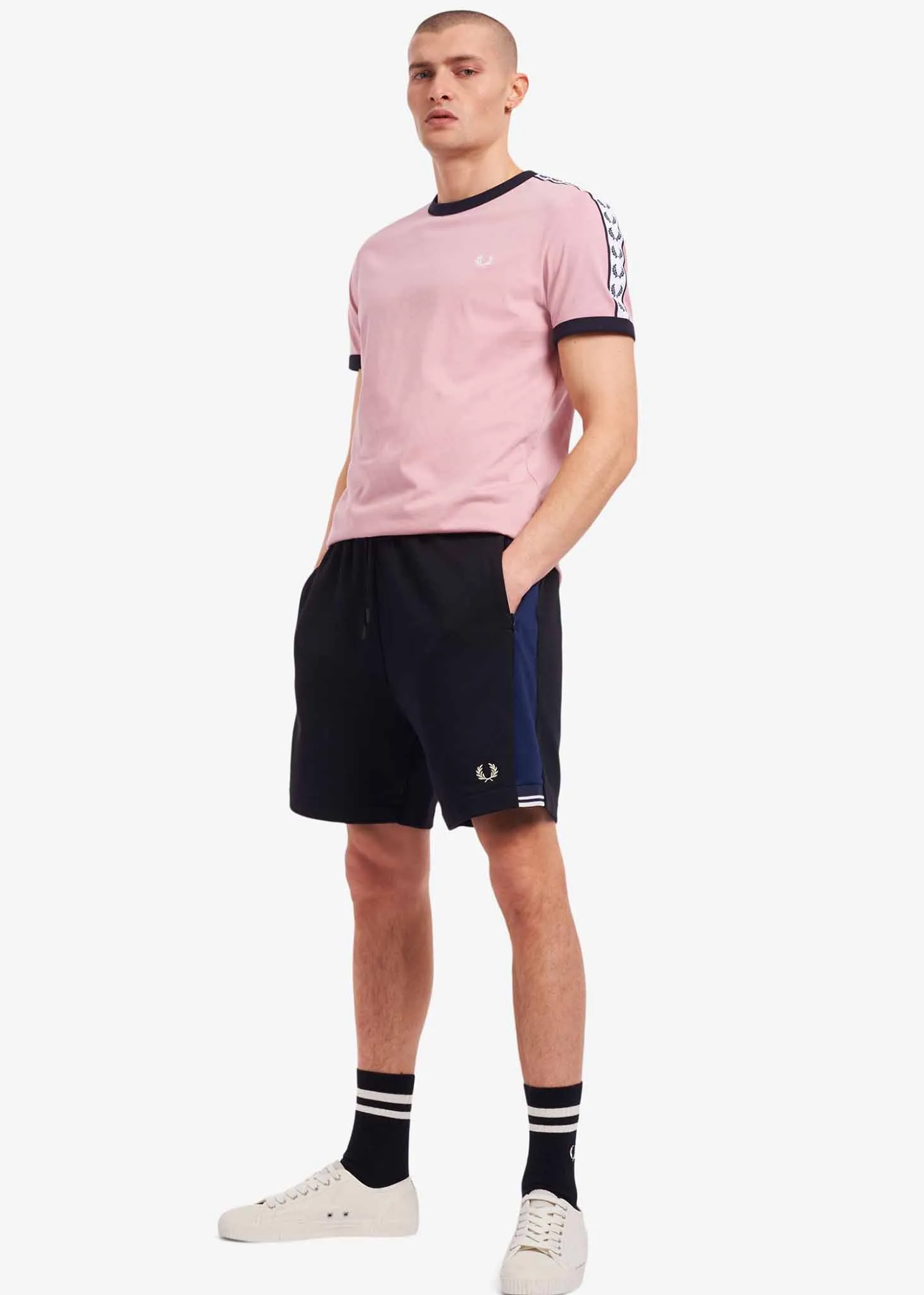 Taped ringer t-shirt - chalky pink