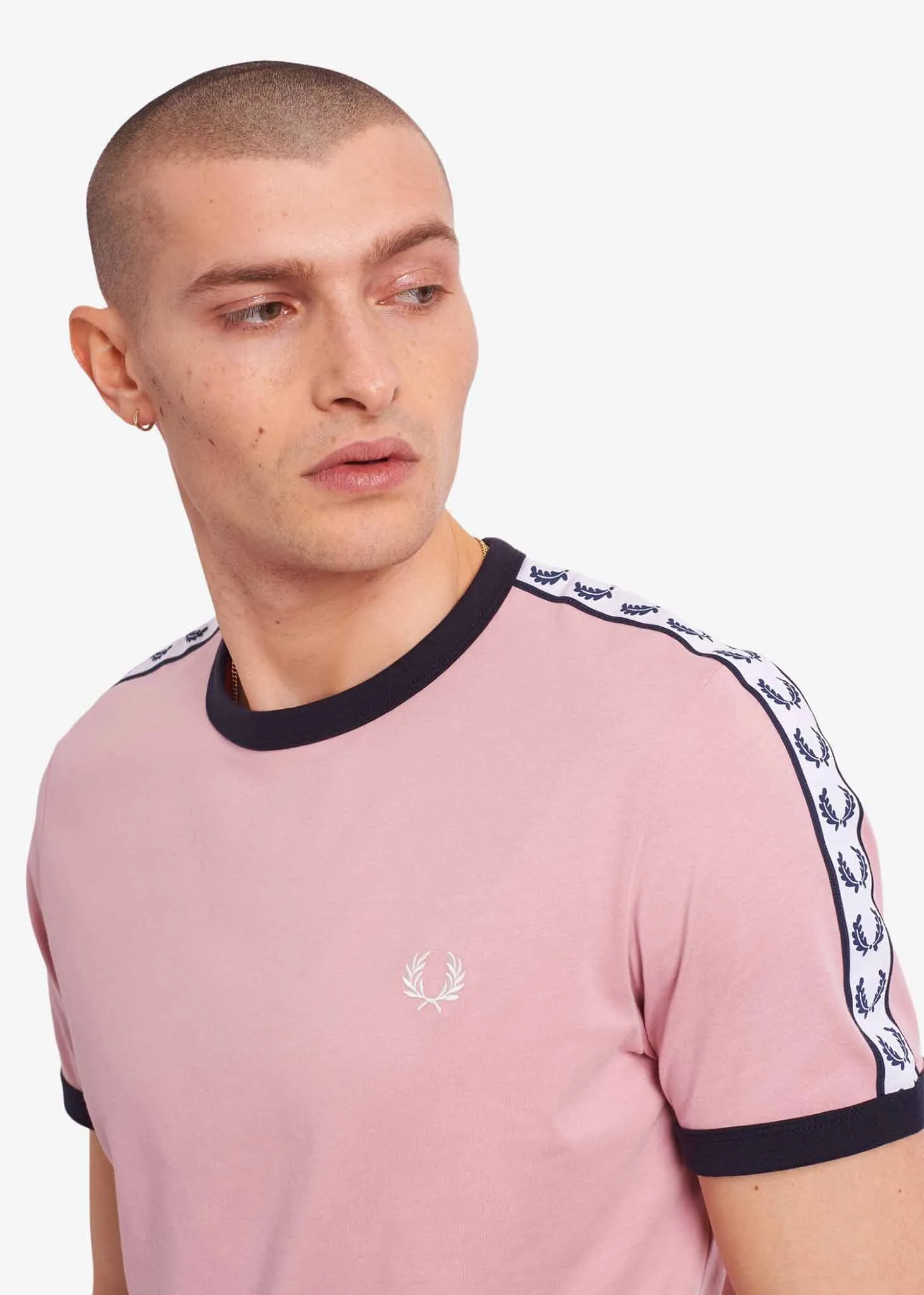Taped ringer t-shirt - chalky pink