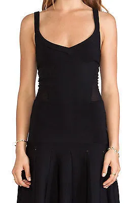 TORN BY RONNY KOBO Loriana Black Sheer Panels Drop Waist Dress - Size Small
