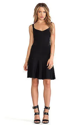 TORN BY RONNY KOBO Loriana Black Sheer Panels Drop Waist Dress - Size Small