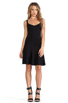 TORN BY RONNY KOBO Loriana Black Sheer Panels Drop Waist Dress - Size Small