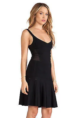 TORN BY RONNY KOBO Loriana Black Sheer Panels Drop Waist Dress - Size Small