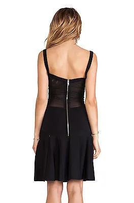 TORN BY RONNY KOBO Loriana Black Sheer Panels Drop Waist Dress - Size Small