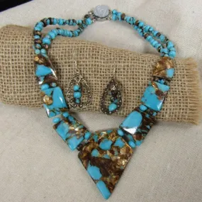 Turquoise Sea Segment Jasper Necklace & Earrings