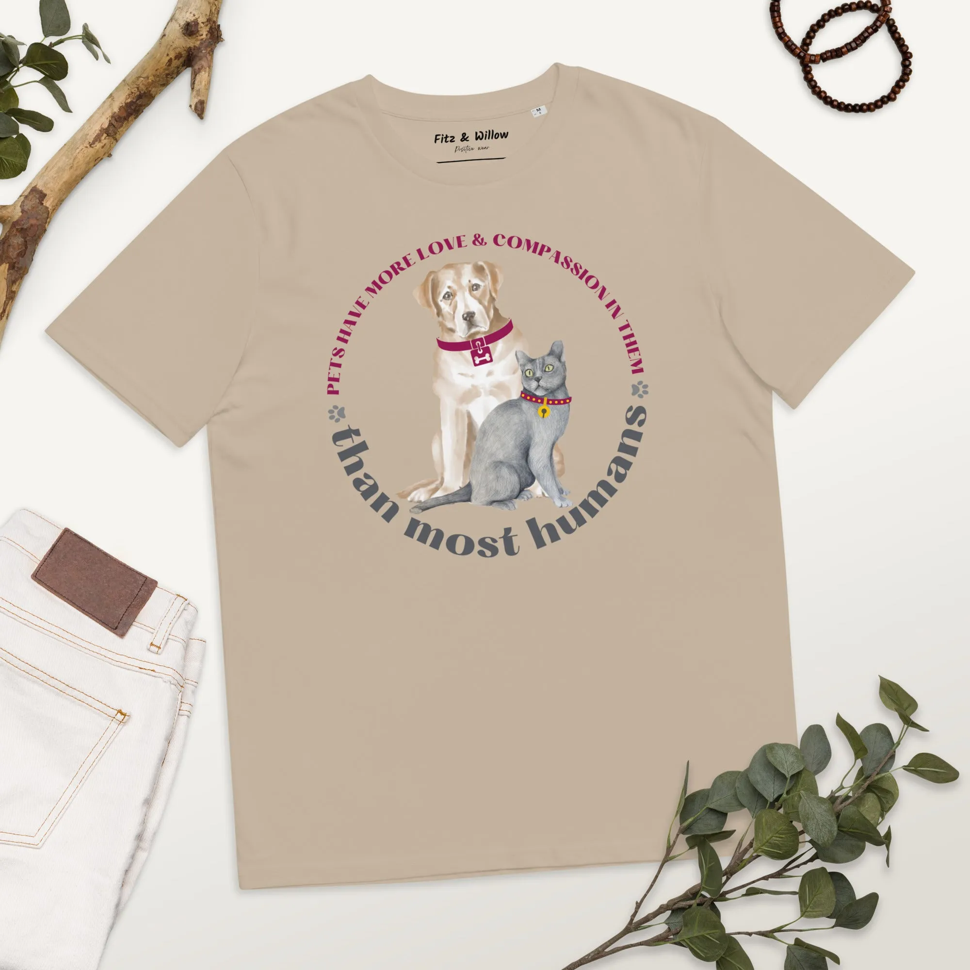 Unisex organic cotton t-shirt Cat & Dog Love