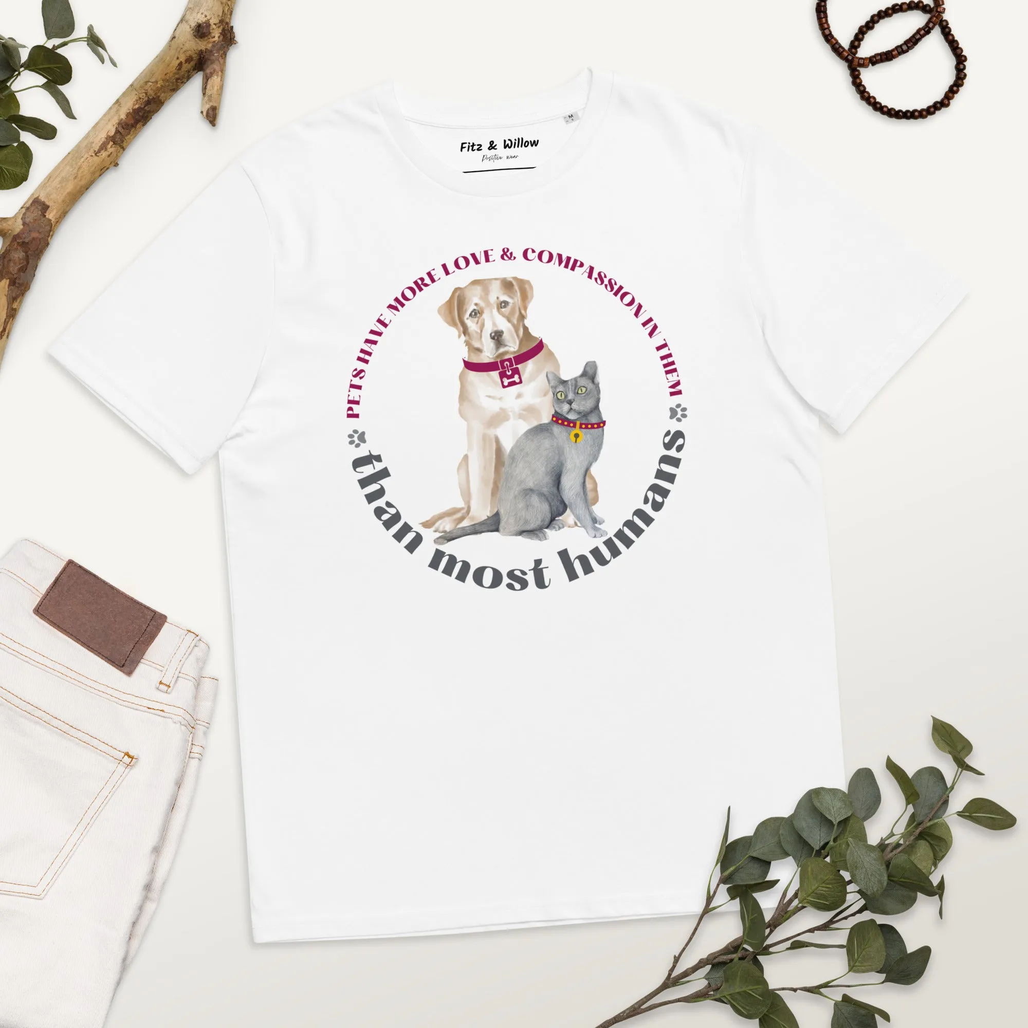 Unisex organic cotton t-shirt Cat & Dog Love