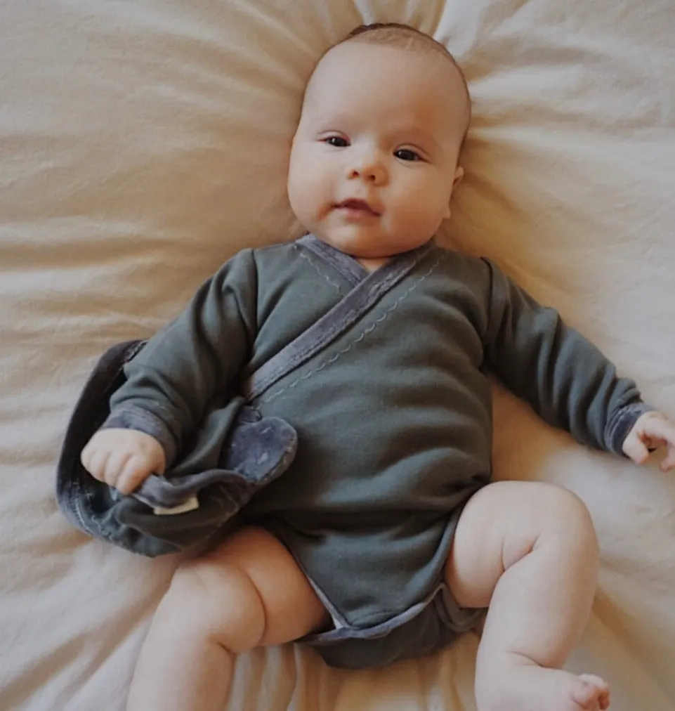 Velveteen L/Sleeve Wrap Bodysuit
