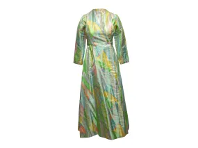 Vintage Green & Multicolor Stavropoulos Printed Evening Coat Size S/M