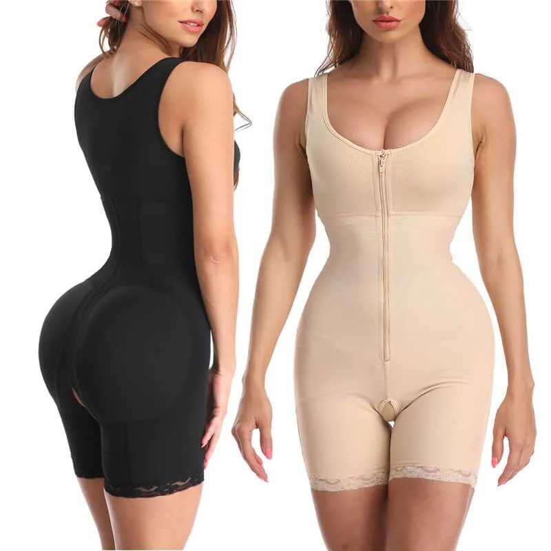 Women Fajas Waist Trainer Bodysuit Slim Full Body Zipper Shapewear