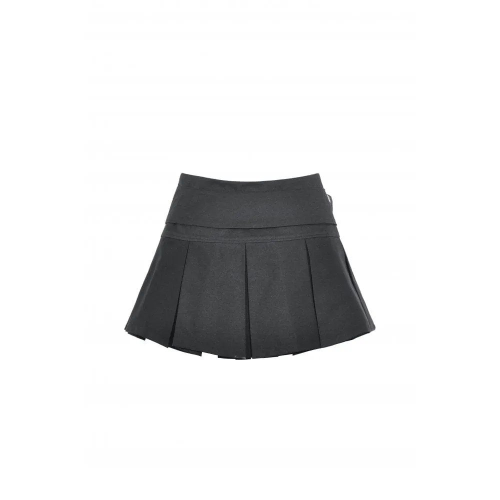 Women's Punk Big-pocket Buckle Pleated Skirt